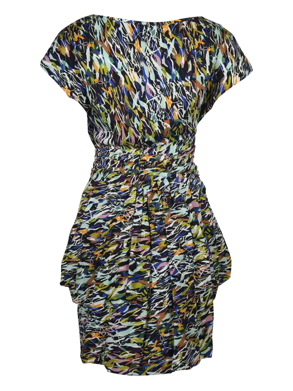DVF Diane von Furstenberg abstract-print gathered dress - Blauw