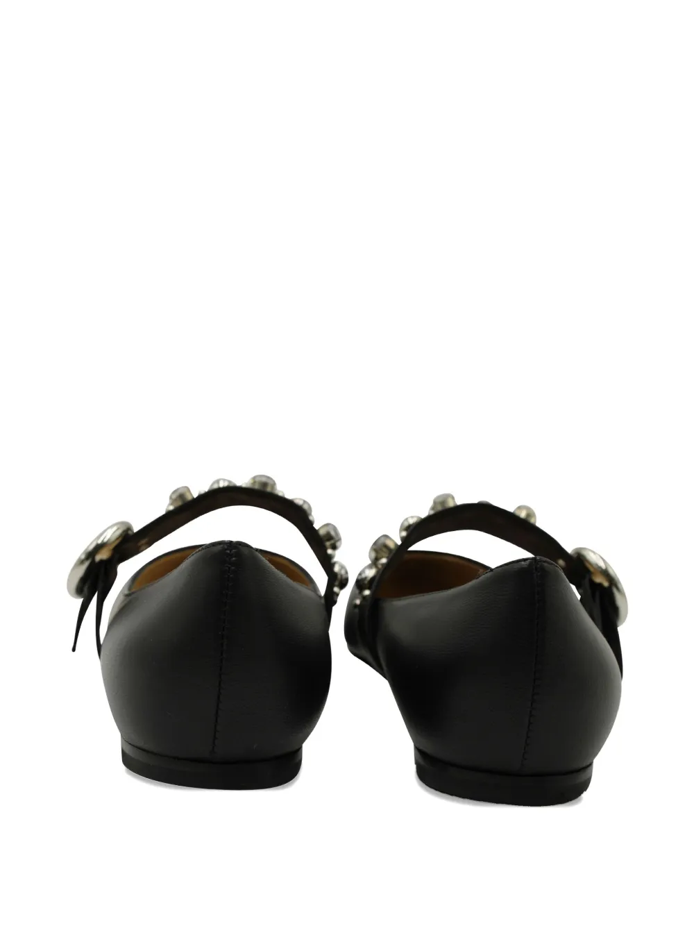 Pre-owned Jimmy Choo Gela Crystal-embellishment Ballet Flats In Black