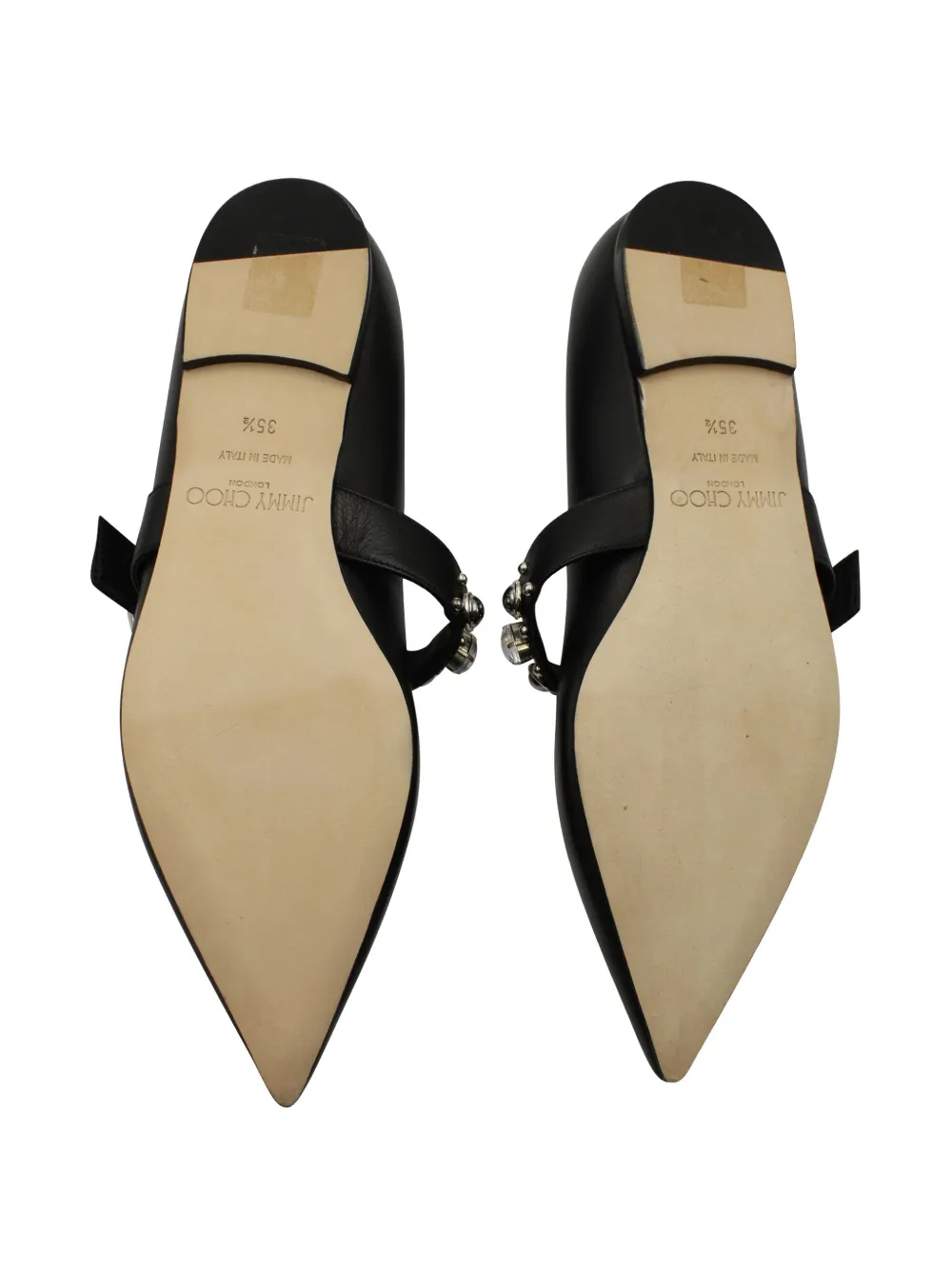 Pre-owned Jimmy Choo Gela Crystal-embellishment Ballet Flats In Black