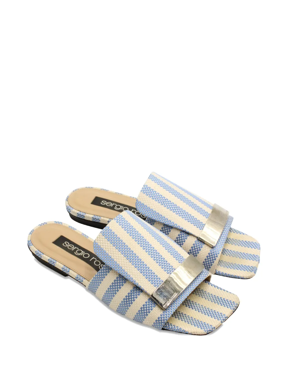 Sergio Rossi Vintage striped flat sandals - Blauw