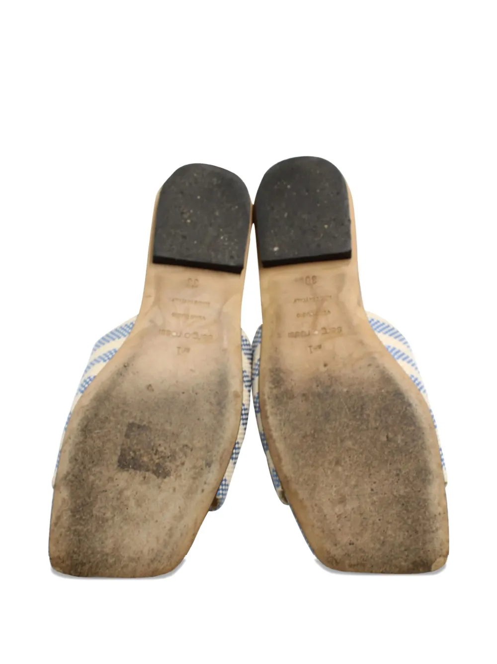 Pre-owned Sergio Rossi Vintage Striped Flat Sandals In Blue