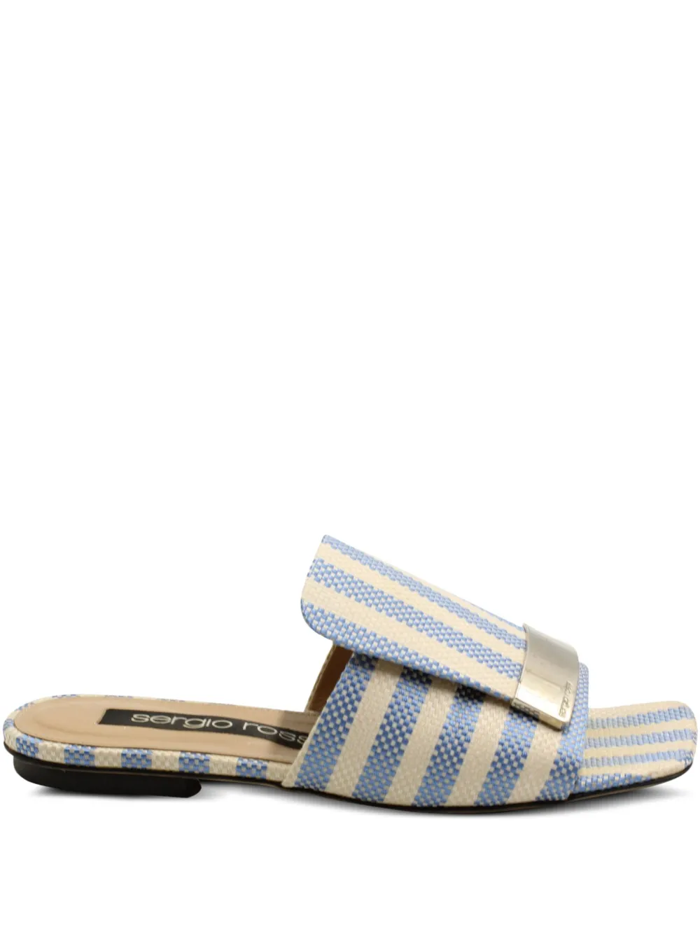 Sergio Rossi Vintage ストライプ フラットサンダル - ブルー Sergio Rossi Vintage ストライプ フラットサンダル - ブルー