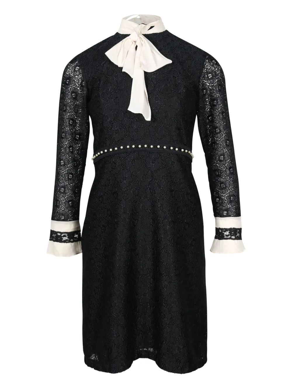 SANDRO lace ribbon-neck dress | Black | Image 1