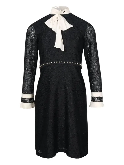 SANDRO lace ribbon-neck dress