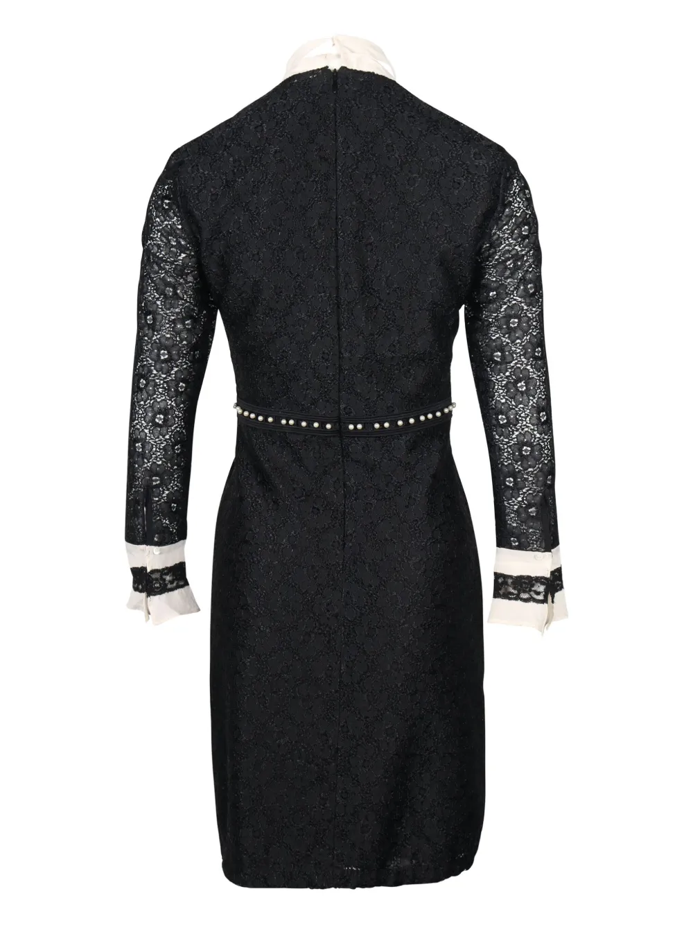 SANDRO lace ribbon-neck dress - Zwart