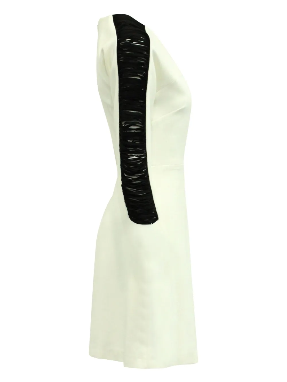 Pre-owned Sandro Frill-sleeve Shift Mini Dress In White