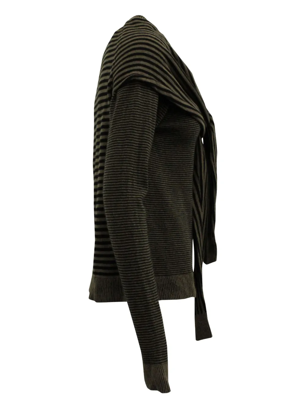 Pre-owned Isa Arfen Striped Tie-knot Sweater In Green