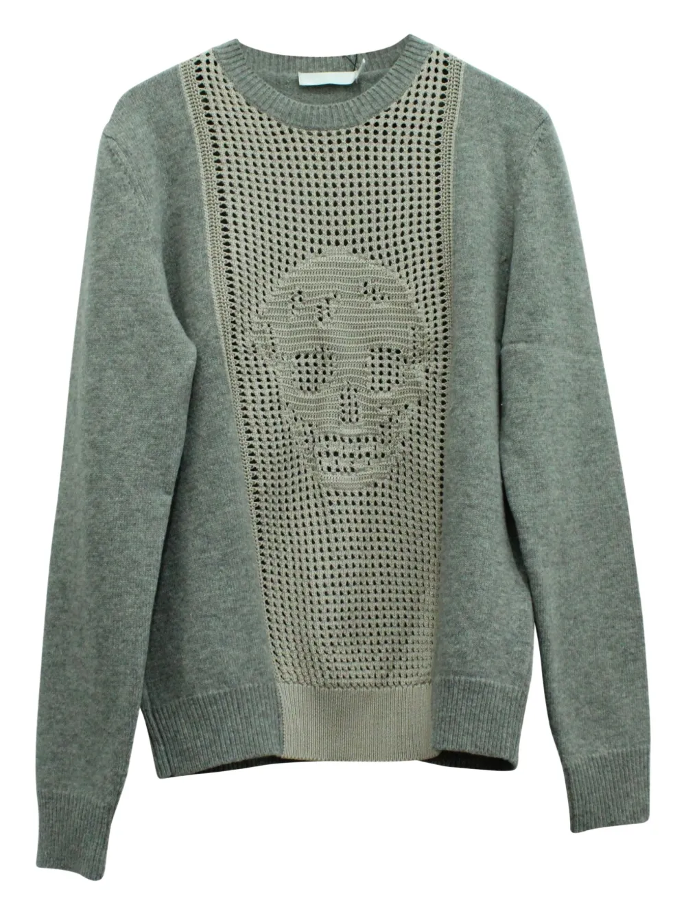 Pre-owned Alexander Mcqueen Skull-pattern Mesh-insert Sweater In Gray