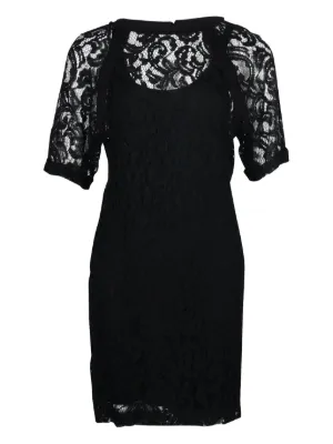 DVF Diane Von Furstenberg Lace three-quarter Sleeve Mini Dress | Blue |  FARFETCH