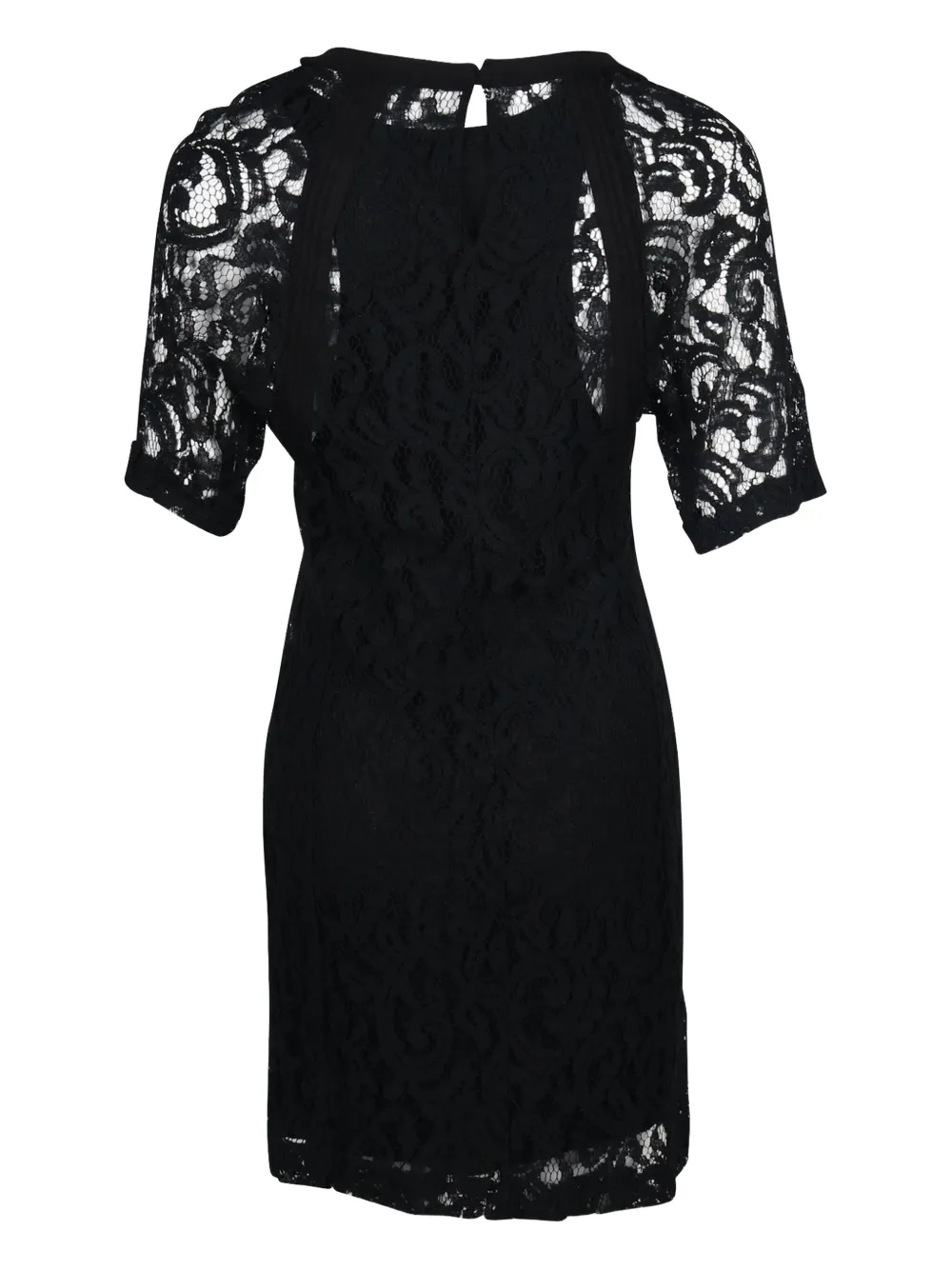 Maje lace short-sleeve mini dress - Zwart