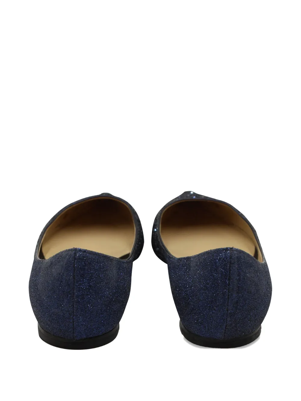 Pre-owned Jimmy Choo Glitter Love Pointed Ballet Flats In Blue