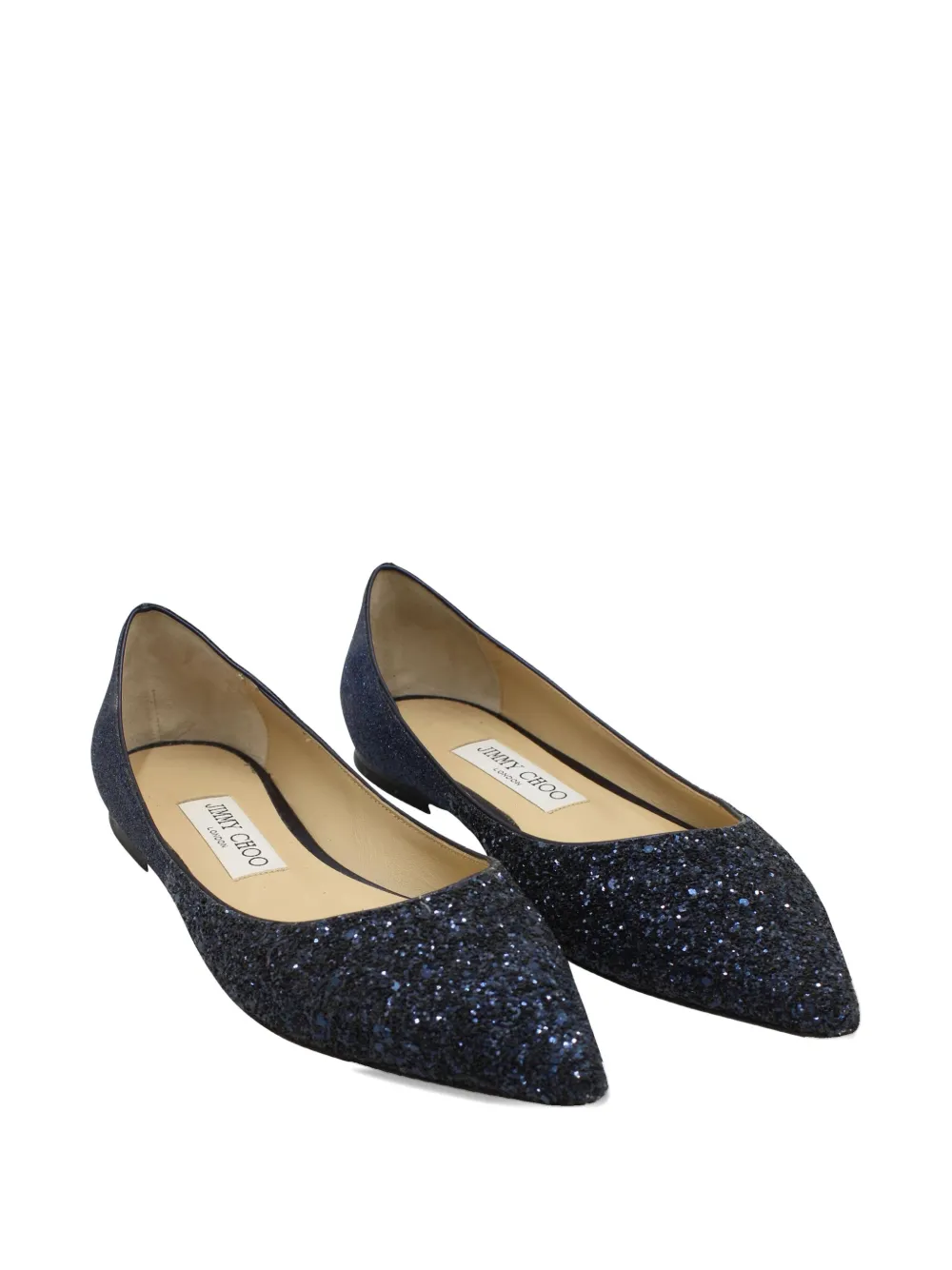 Jimmy Choo Pre-Owned Glitter Love pointed ballet flats - Blauw