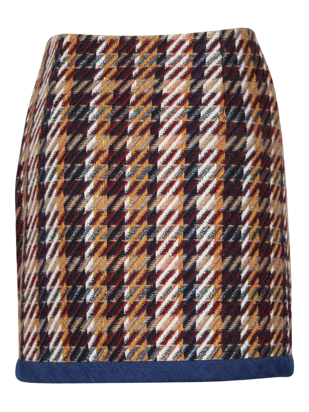 SANDRO checked-print denim-hem mini skirt - Bruin