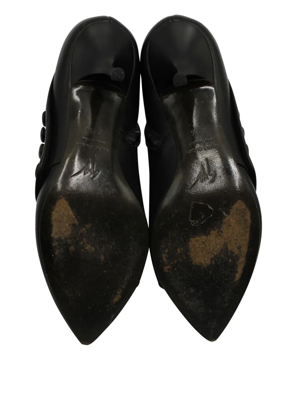 Pre-owned Giuseppe Zanotti Vintage Buttoned Leather Ankle Boots In Black