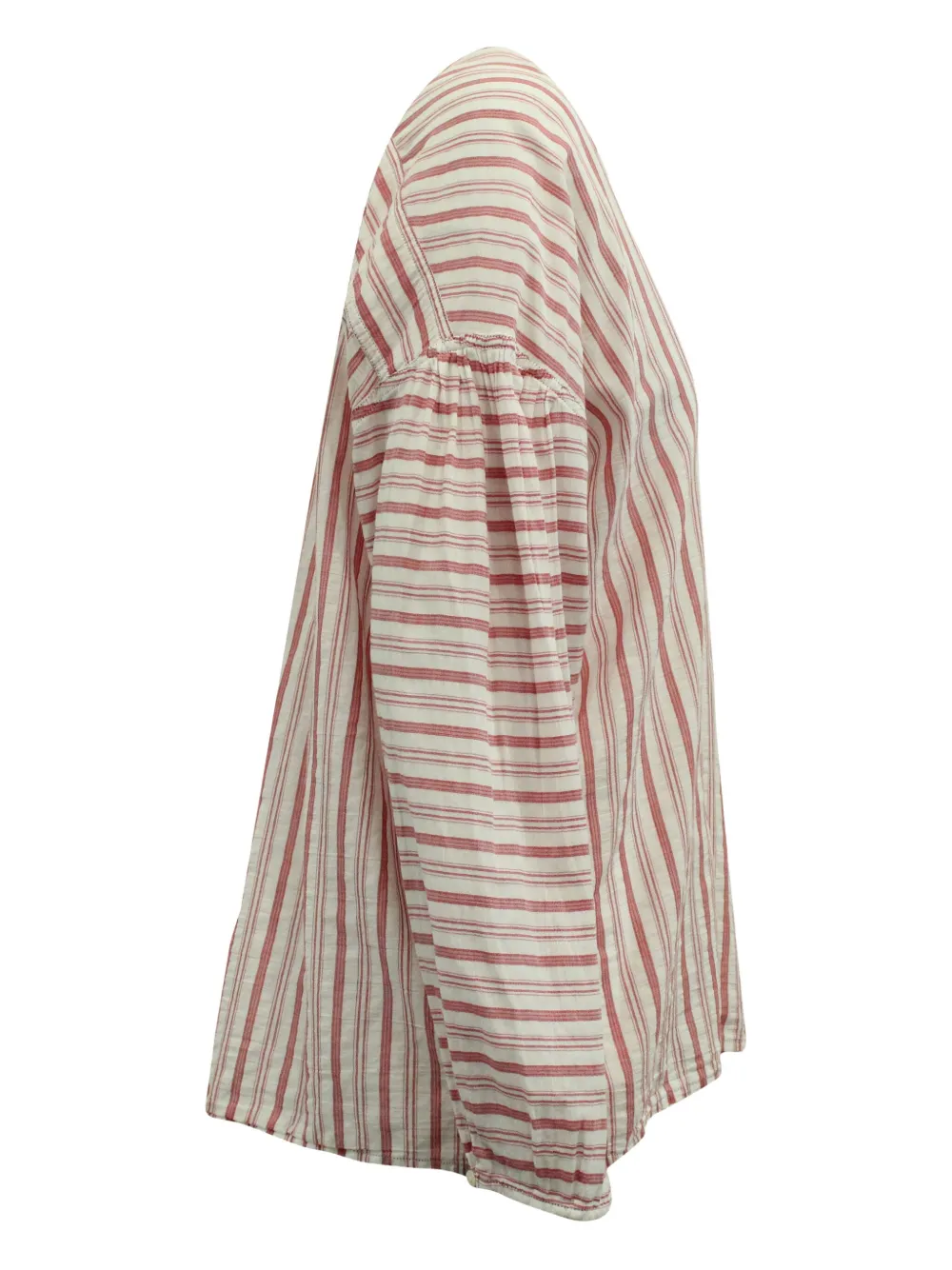 Pre-owned Vince Striped V-neck Drop-shoulder Blouse In White