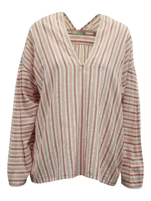 Vince striped V-neck drop-shoulder blouse