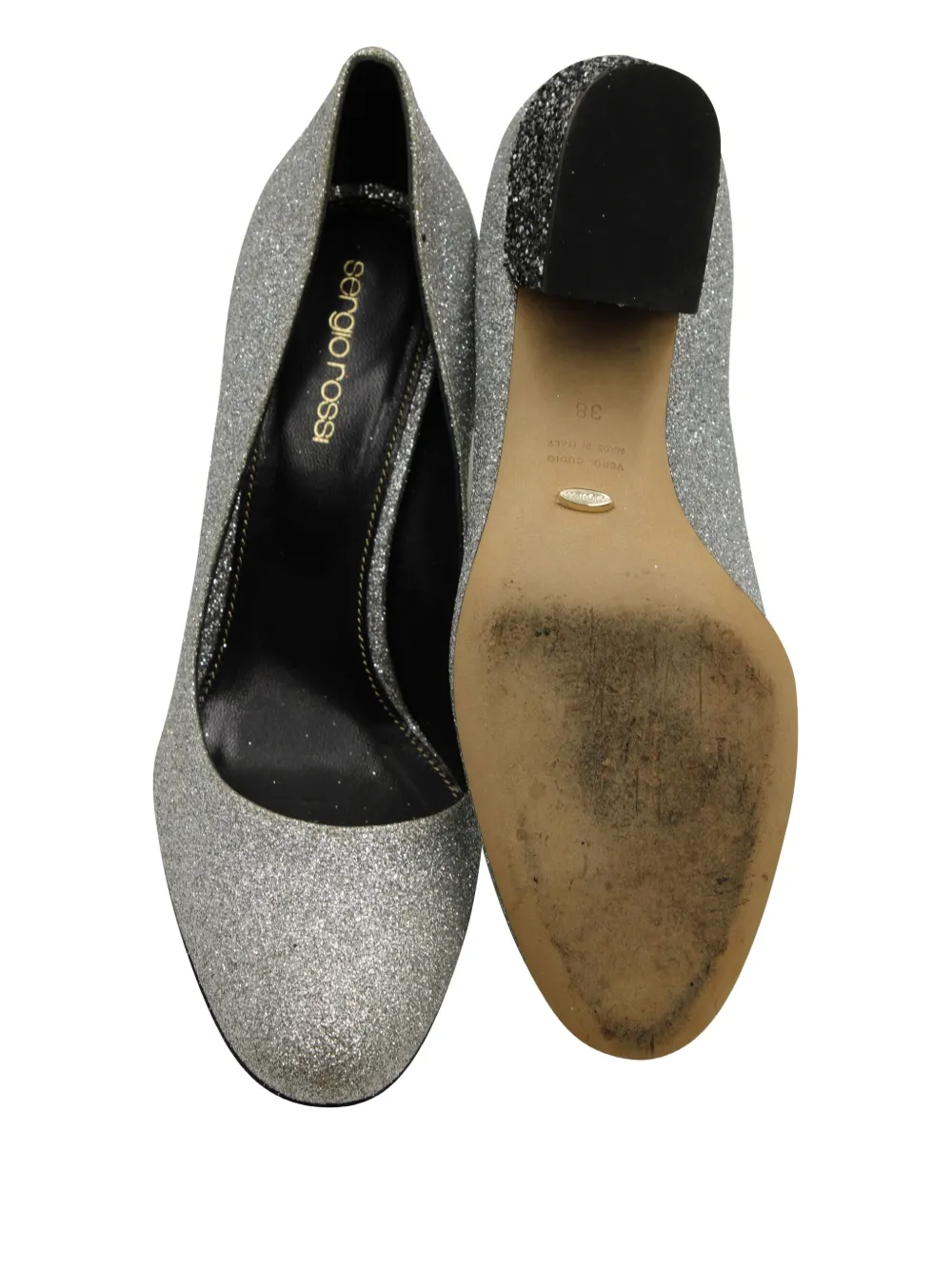Pre-owned Sergio Rossi Vintage Block-heel Pumps In Silver