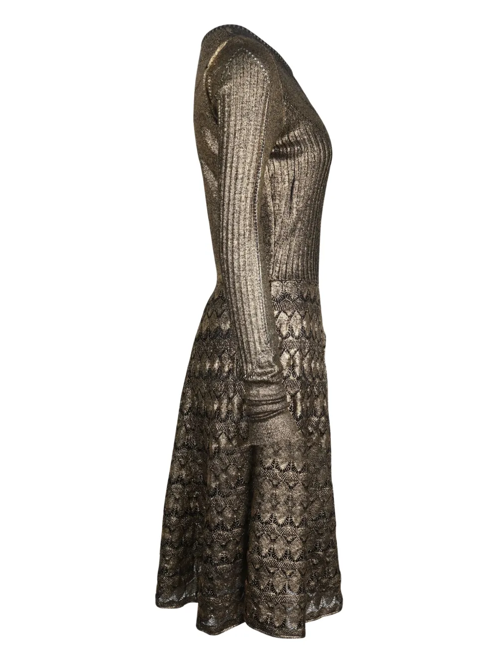Pre-owned Temperley London Knit Patterned Mini Dress In Gold
