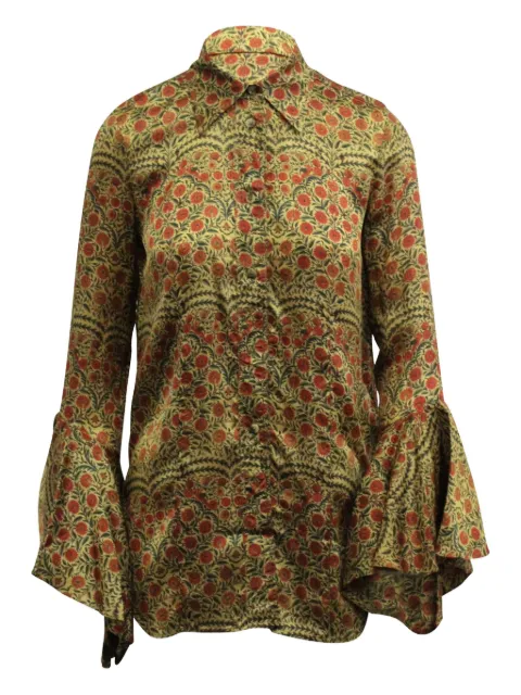 KHAITE floral-print ruffled blouse