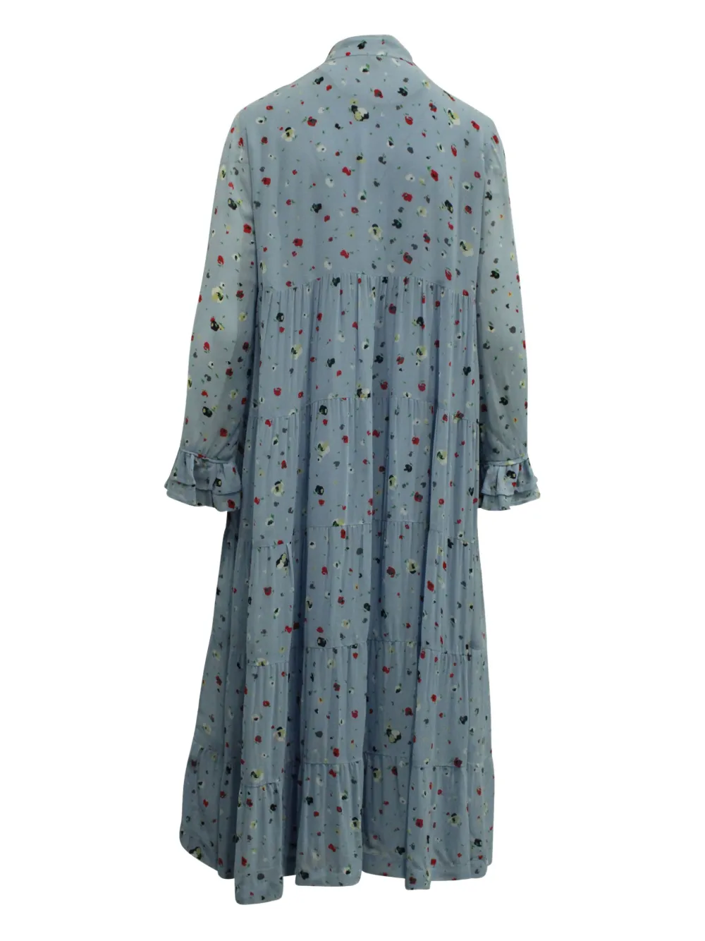 GANNI floral-print tiered maxi dress - Blauw