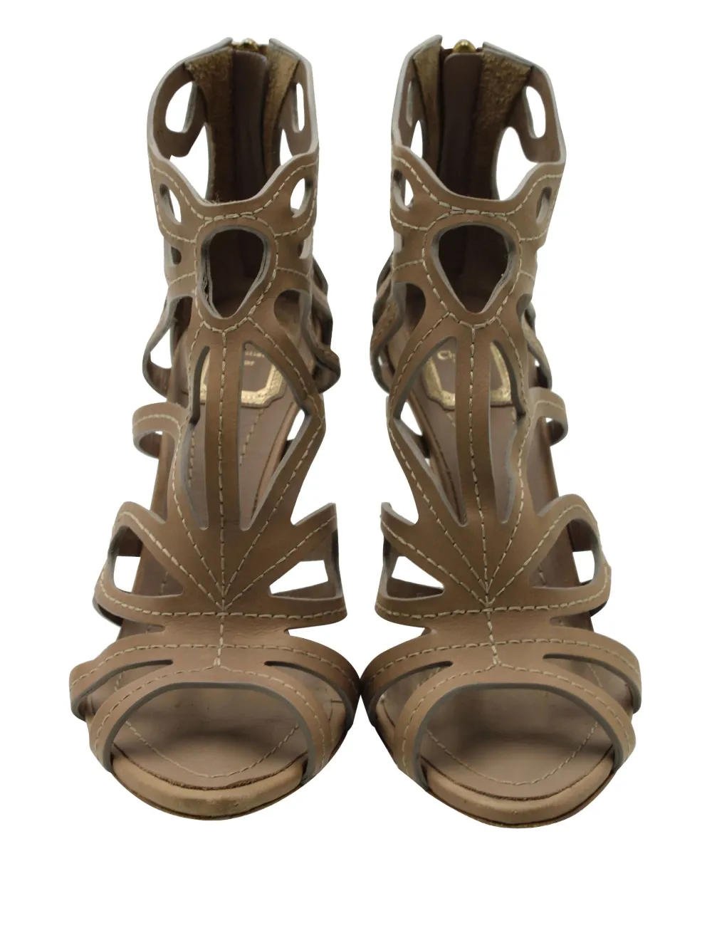Pre-owned Dior Caged High-heel Sandals In Brown
