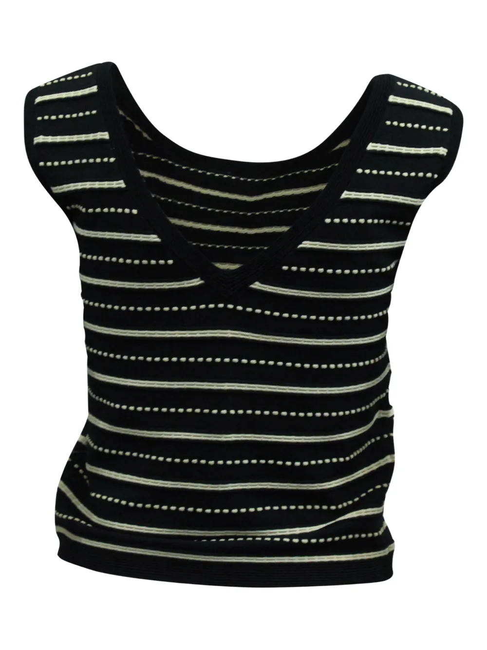 Pre-owned Sandro Striped Knitted Vest In Black
