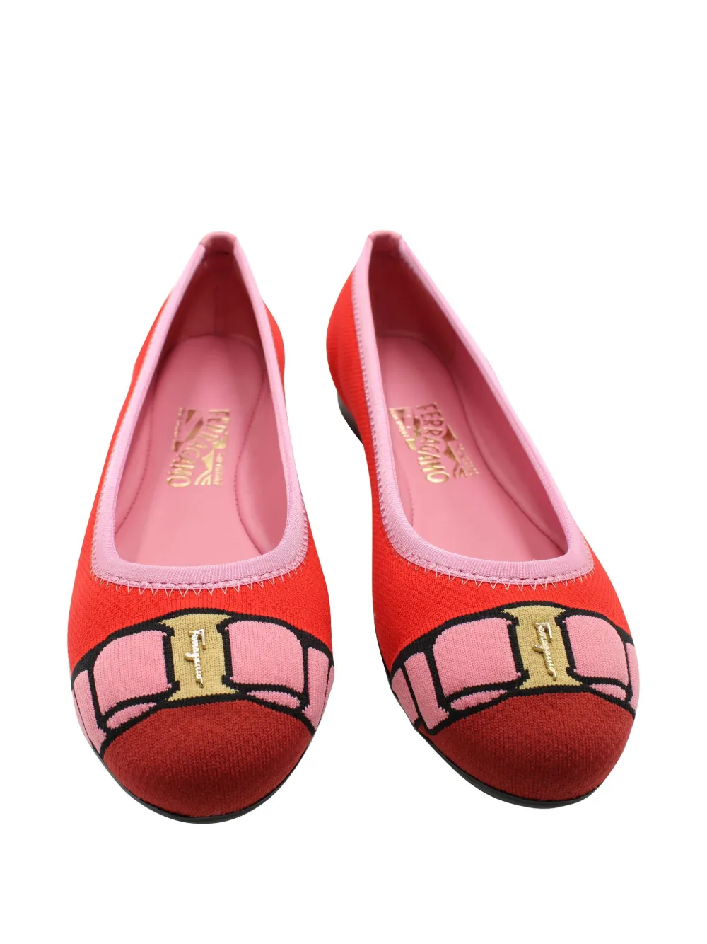 Pre-owned Ferragamo Varina Ballet Flats In Red