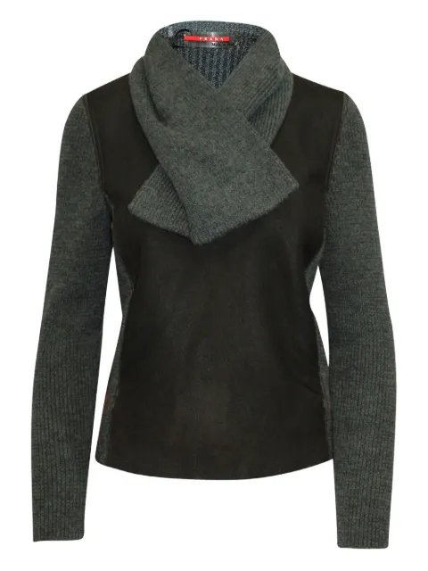Prada Pre-Owned leather-panel wool sweater