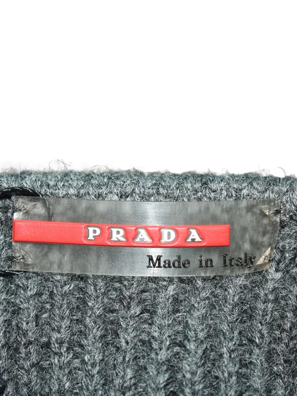 Pre-owned Prada Leather-panel Wool Sweater In Gray