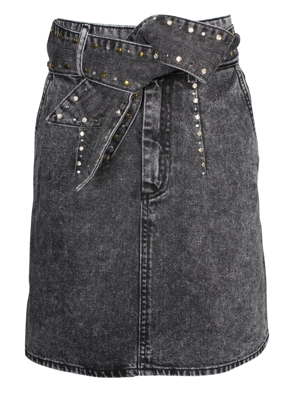 SANDRO Fredie stud-embellished belted mini skirt | Grey | Image 1