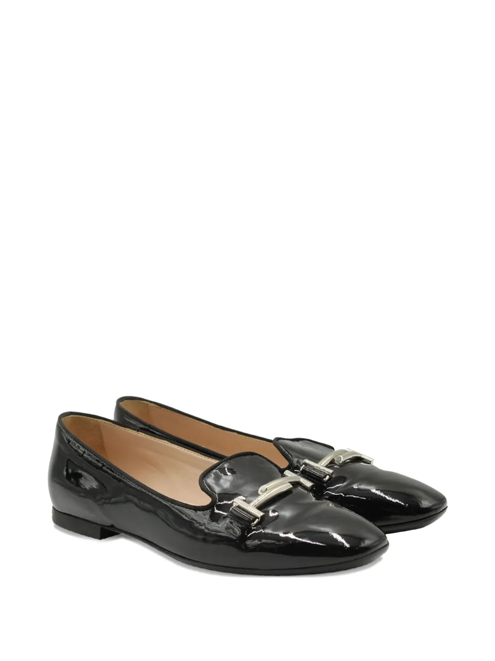 Tod's Double T patent leather loafers - Zwart