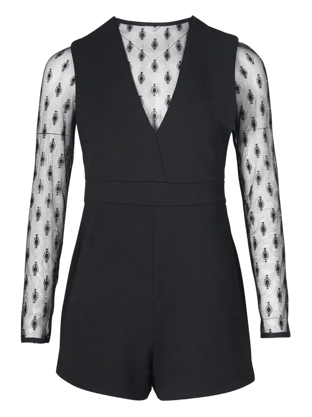 Pre-owned Maje Lace-insert Playsuit In Black