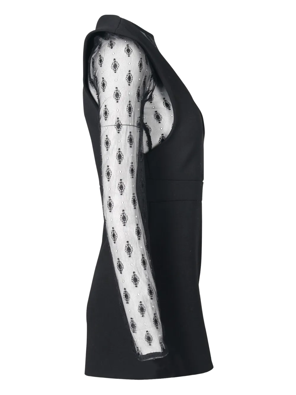Pre-owned Maje Lace-insert Playsuit In Black