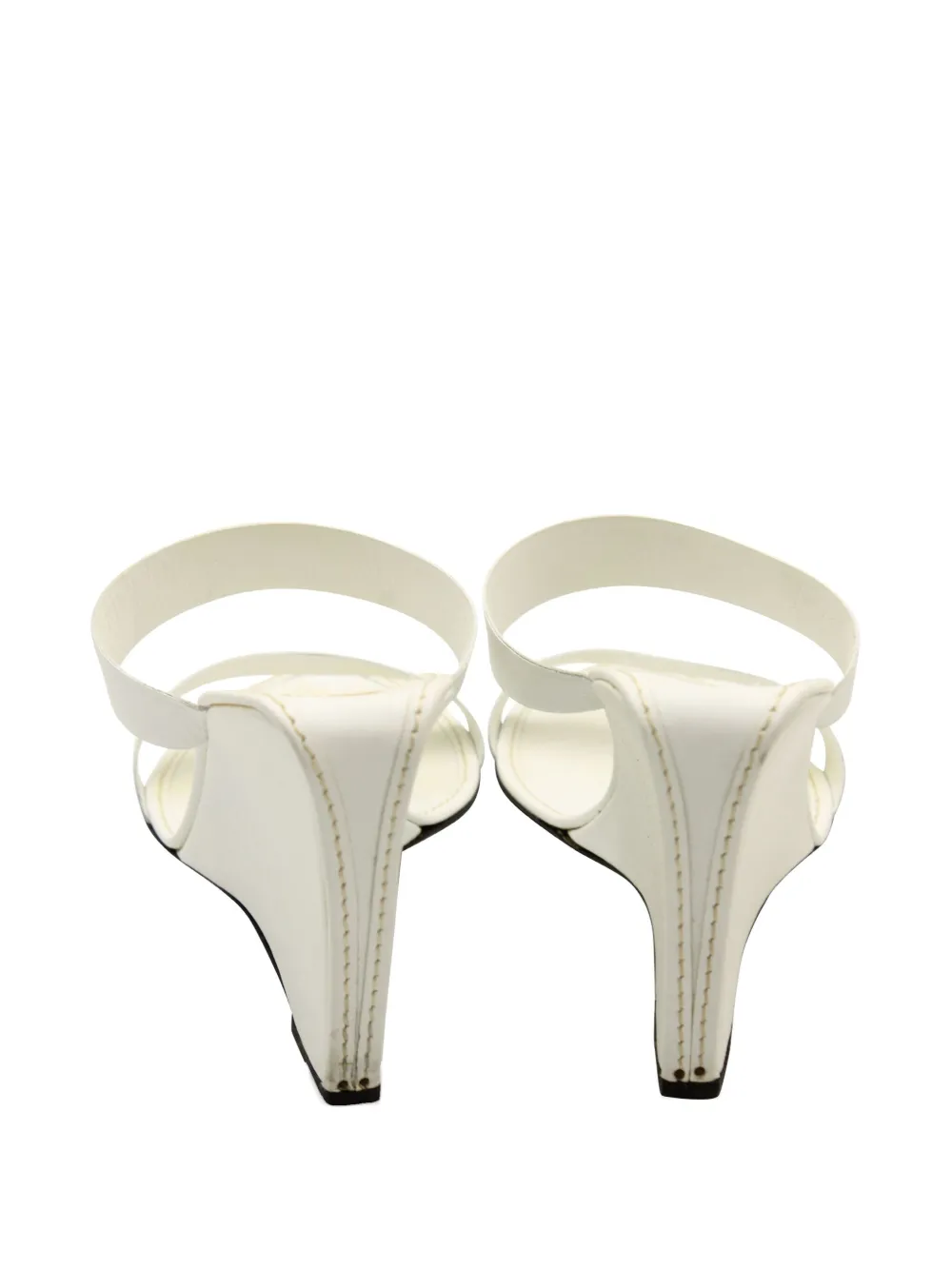 Pre-owned Michael Kors Vintage 100mm Leather Wedge Mules In White