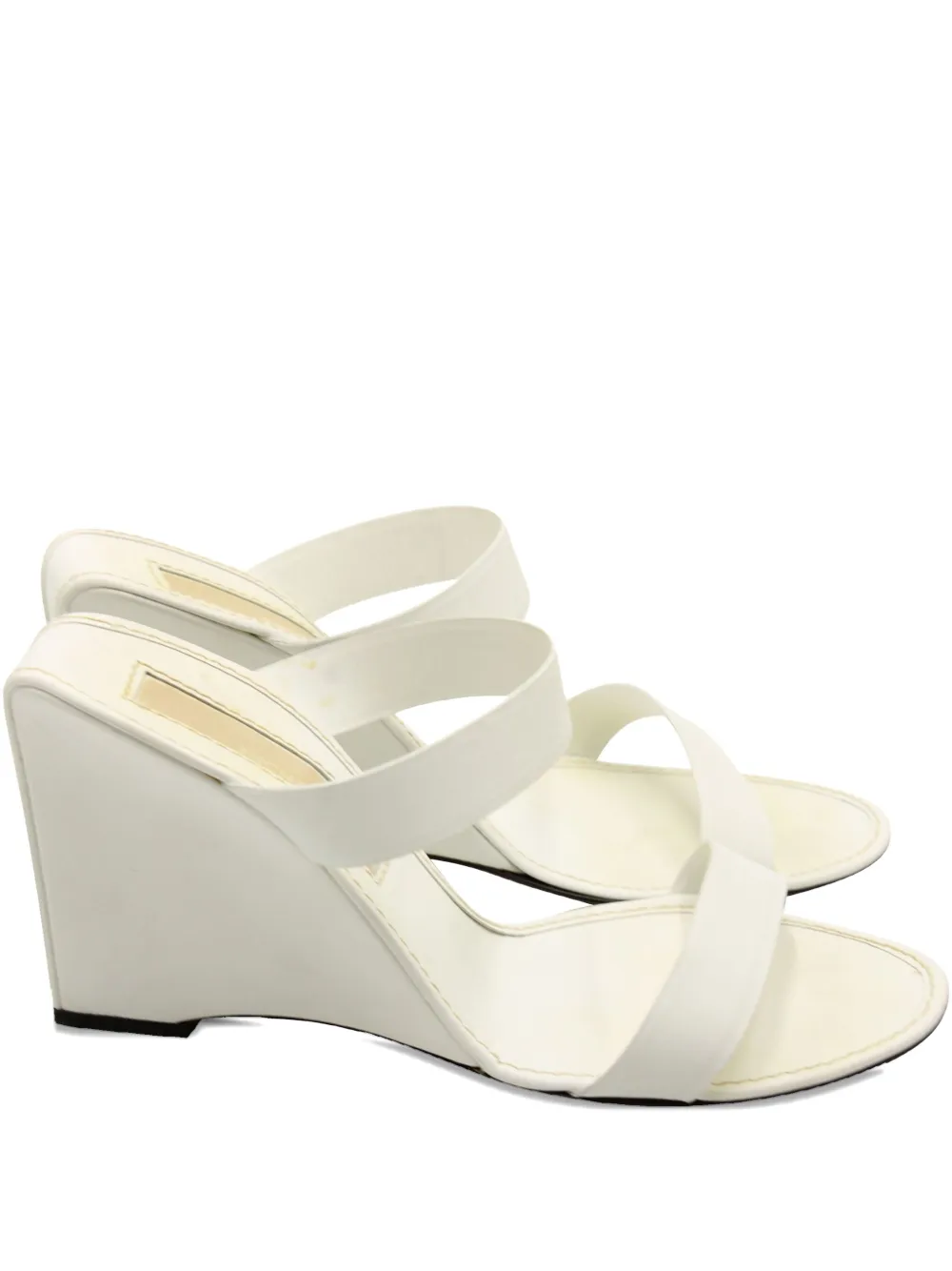 Pre-owned Michael Kors Vintage 100mm Leather Wedge Mules In White
