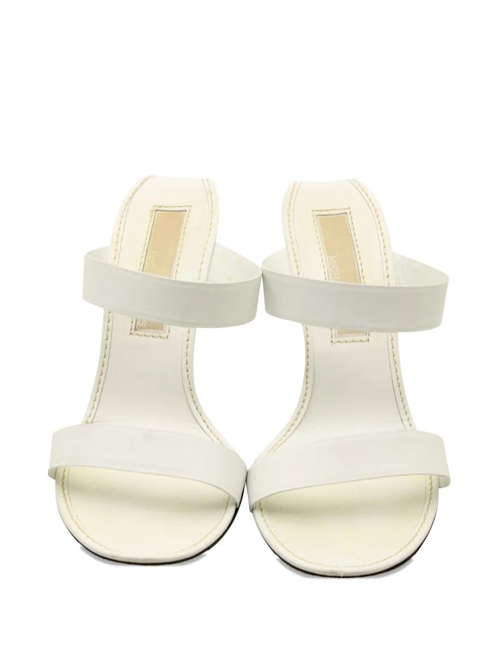Pre-owned Michael Kors Vintage 100mm Leather Wedge Mules In White