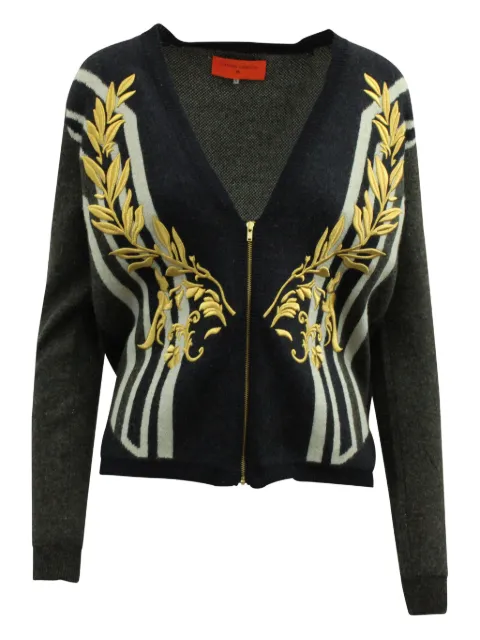Clover Canyon leaf-embroidered ribbed cardigan