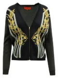 Clover Canyon leaf-embroidered ribbed cardigan - Black