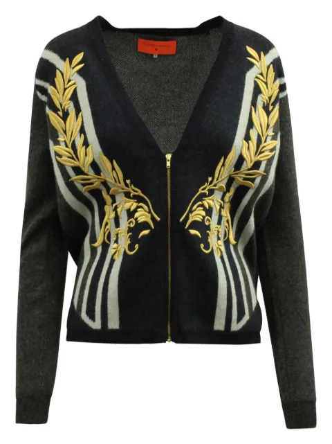Clover Canyon leaf-embroidered ribbed cardigan