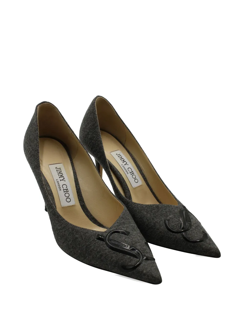 Jimmy Choo Pre-Owned Love Decollete logo-detail pointed-toe pumps - Grijs