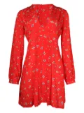 Rixo long-sleeve bow-print mini dress - Red