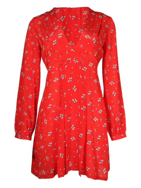 Rixo long-sleeve bow-print mini dress