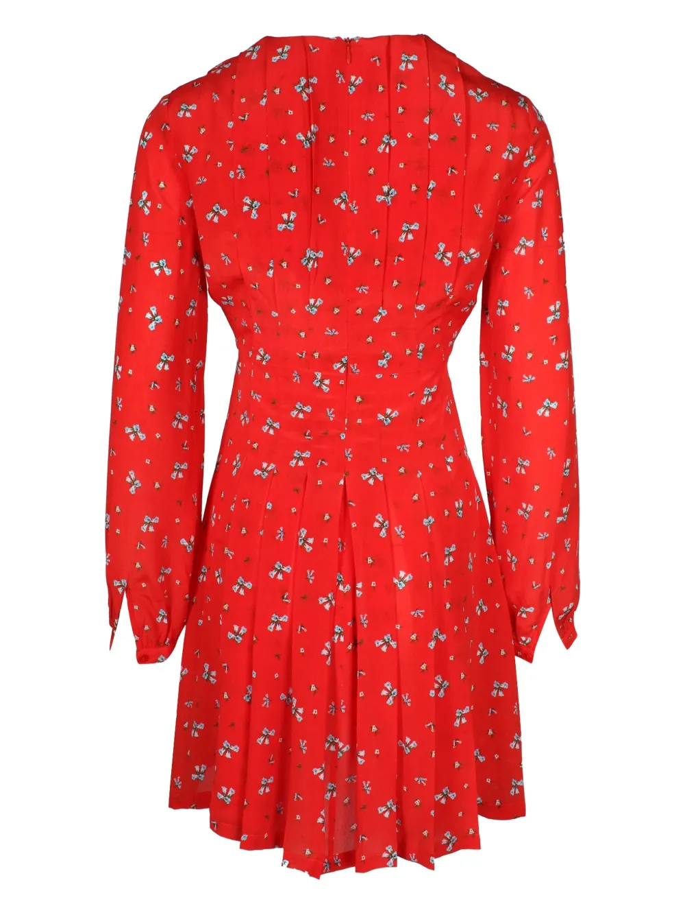 Rixo long-sleeve bow-print mini dress - Rood