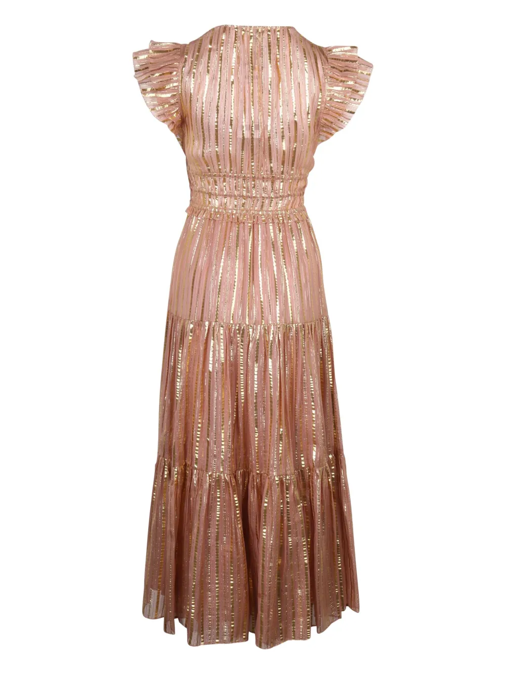Ulla Johnson Justyne tiered striped midi dress - Roze
