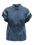 SANDRO stripe pearl-trimmed blouse - Blue