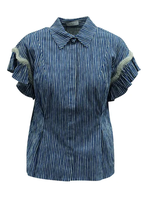 SANDRO stripe pearl-trimmed blouse