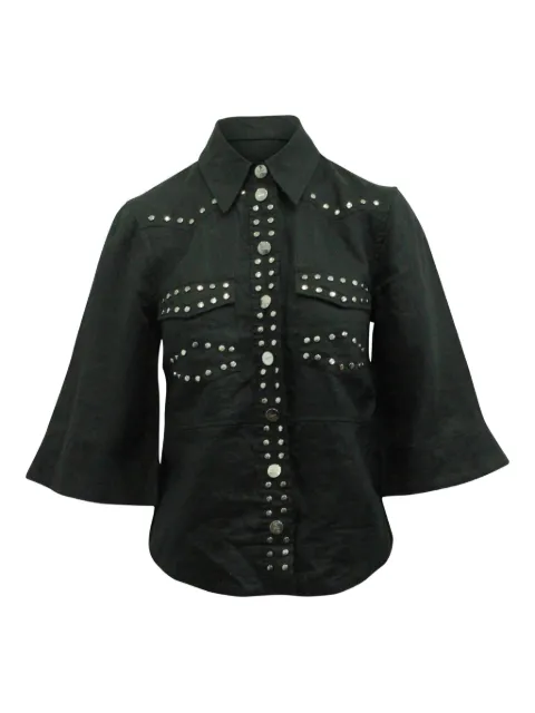 GANNI studded flared-sleeve shirt
