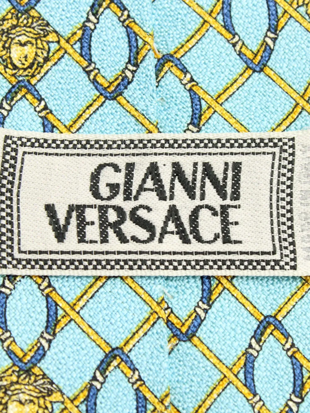Pre-owned Versace Medusa Head-pattern Silk Tie In Blue