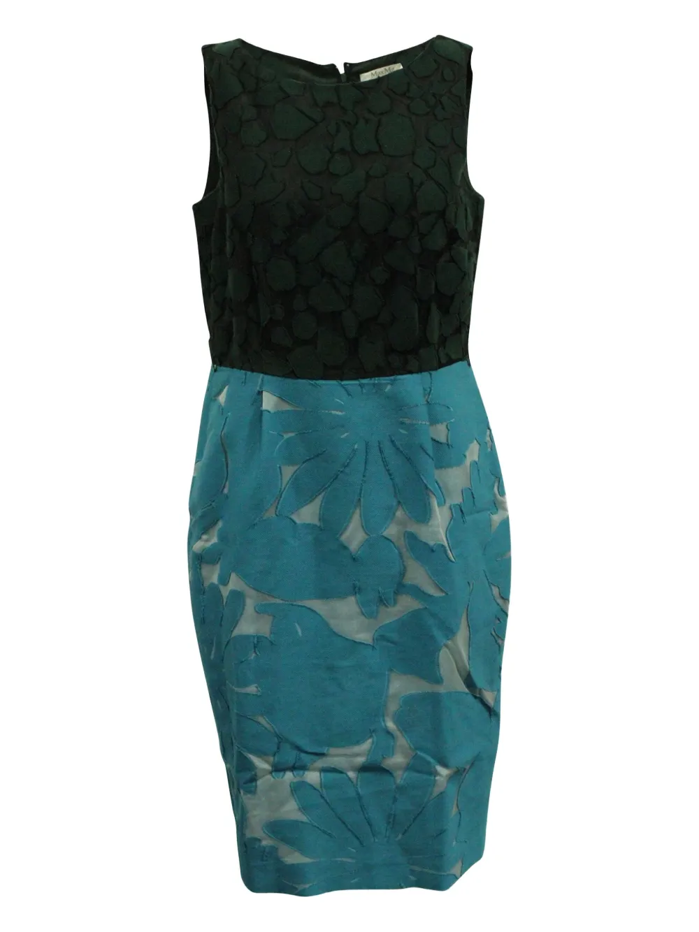 Pre-owned Max Mara Floral-print Colour-block Mini Dress In Blue