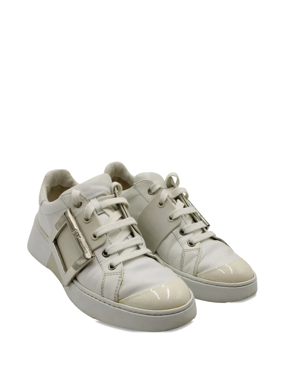 Roger Vivier Vintage Viv Skate metal-buckle sneakers - Beige